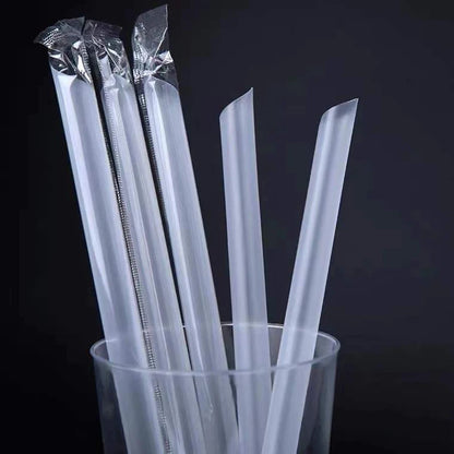 100pcs 7" Individually Wrapped Thick Plastic Straws