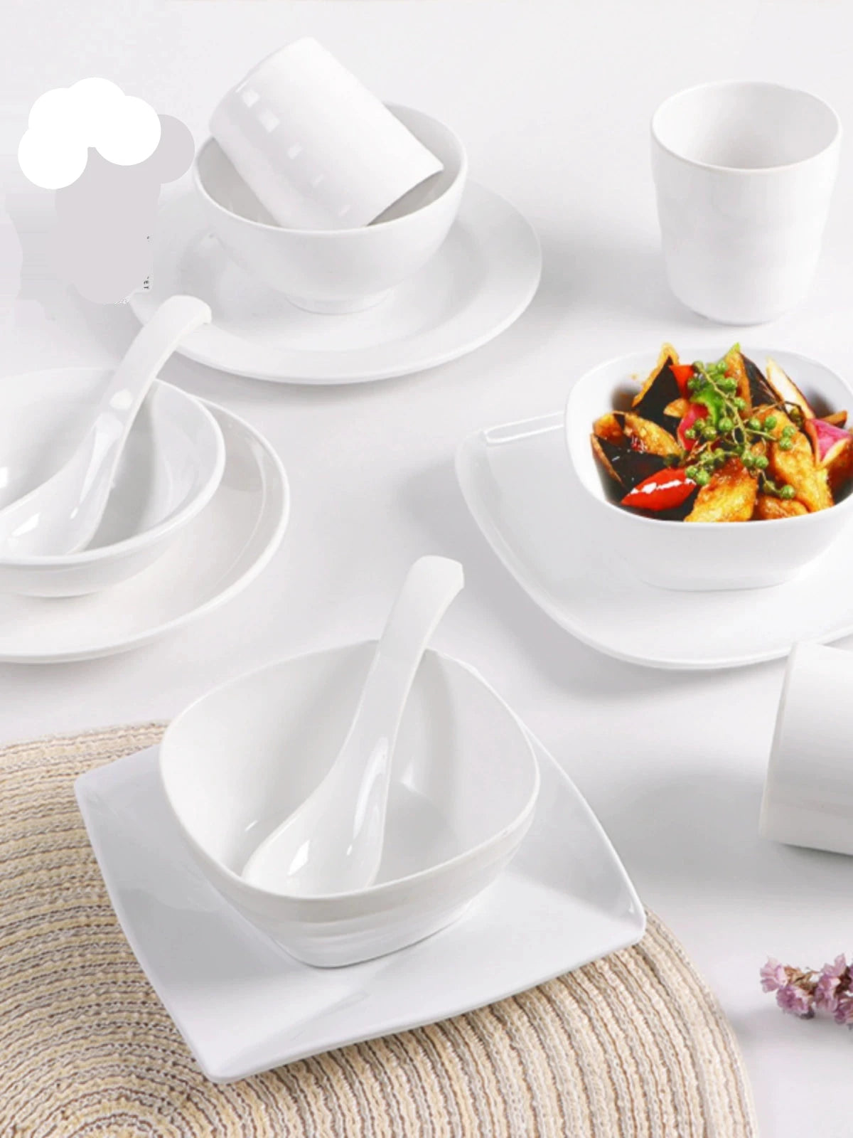 10-Piece White Commercial Dinnerware Set