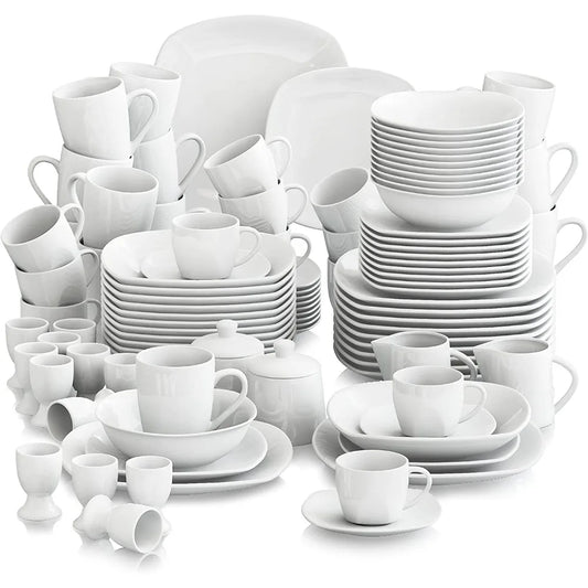 100-Piece Grey and White Dinnerware Set for 12