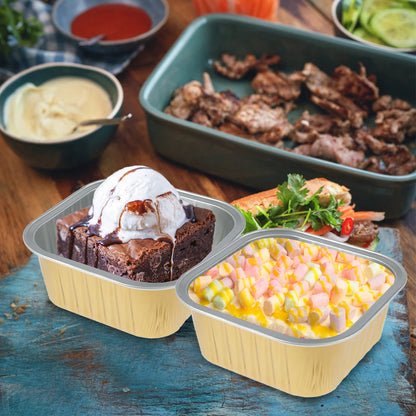 50/100-Piece Aluminum Takeout Containers with Lids & Spoons