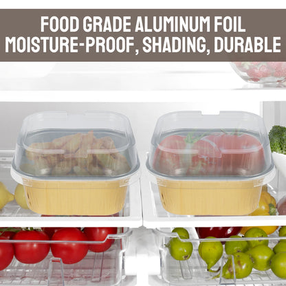 50/100-Piece Aluminum Takeout Containers with Lids & Spoons