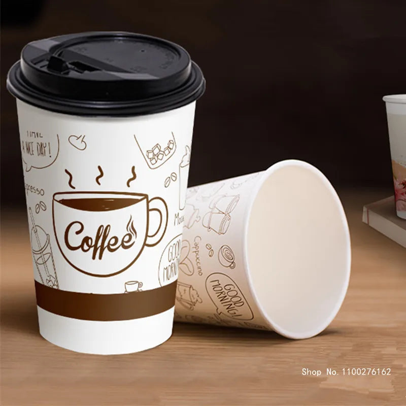 500 Pcs Custom Disposable Coffee Cups | 12oz, 14oz, 16oz Paper Cups | Print Your Logo