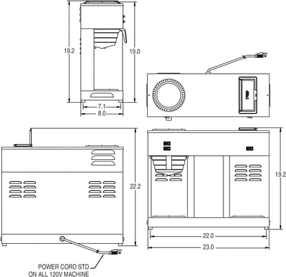 BUNN VPS 12-Cup Commercial Coffee Brewer, with 3 Warming Stations