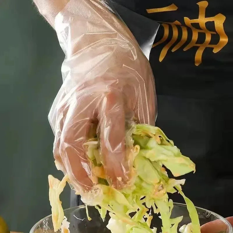 100-1000PCS Transparent Disposable Gloves | Waterproof Plastic Gloves for Kitchen & Restaurant Use