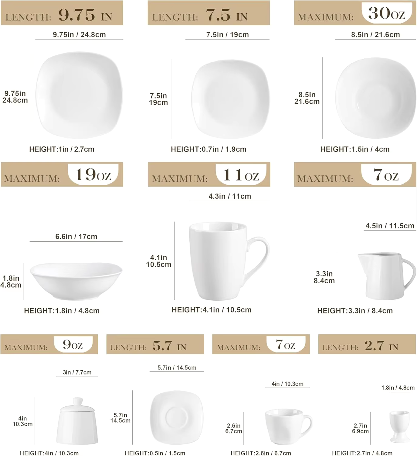 100-Piece Grey and White Dinnerware Set for 12