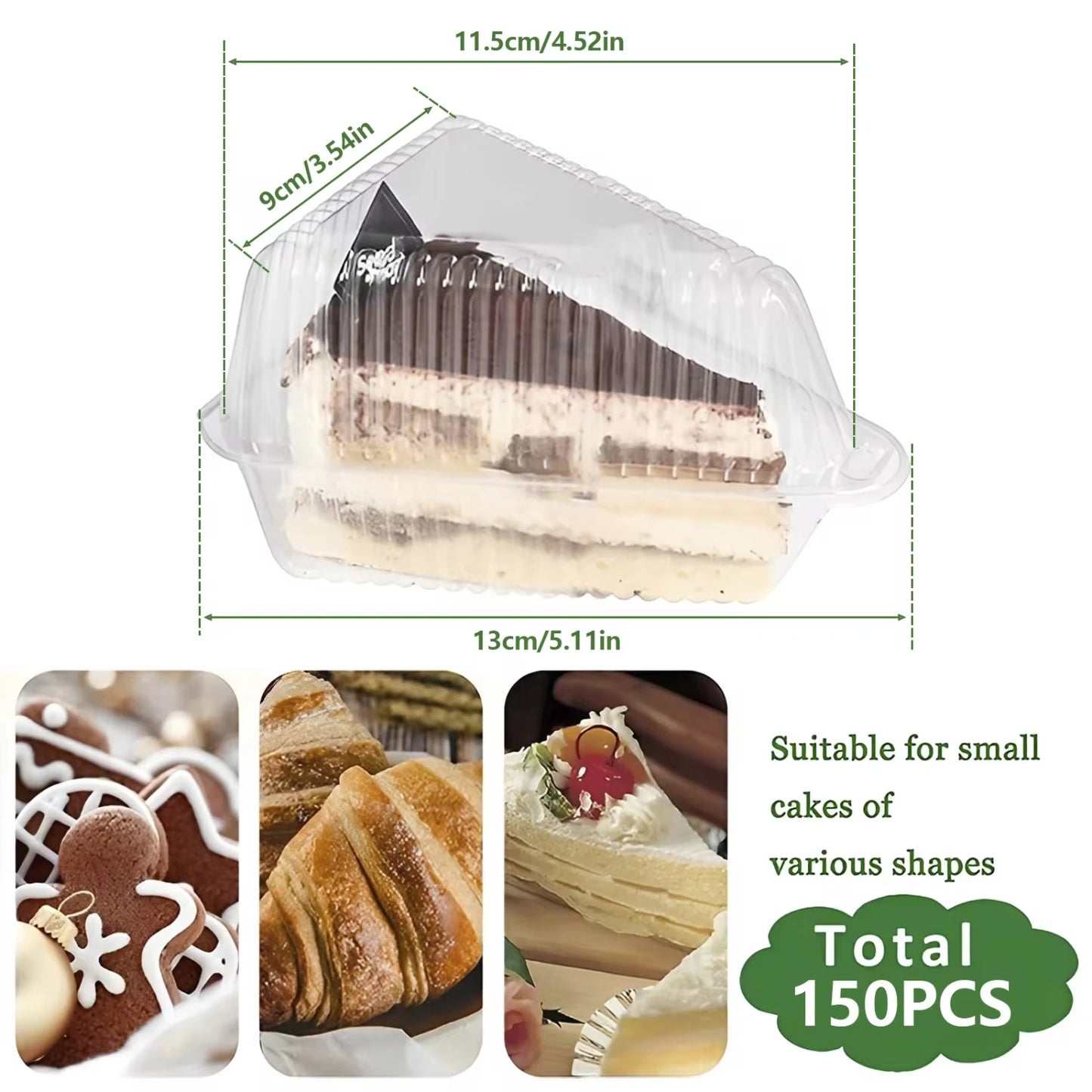 100pcs/150Pcs Cake & Pie Slice Container