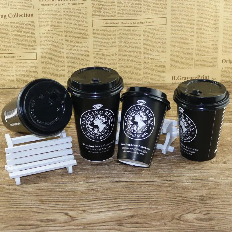 1000 Pcs Black Customizable Disposable Paper Coffee Cups | Custom-Logo